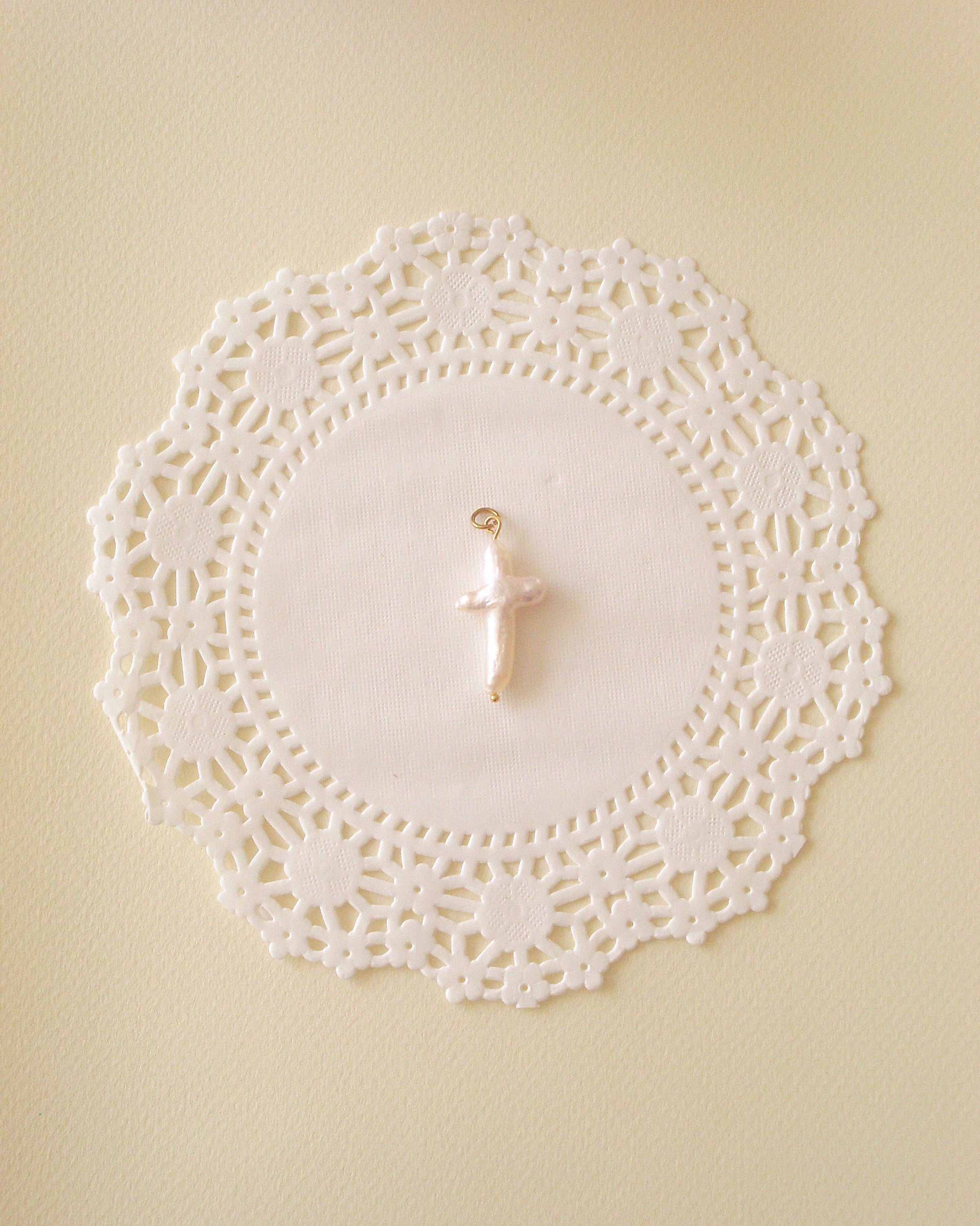 Pearl Cross Charm