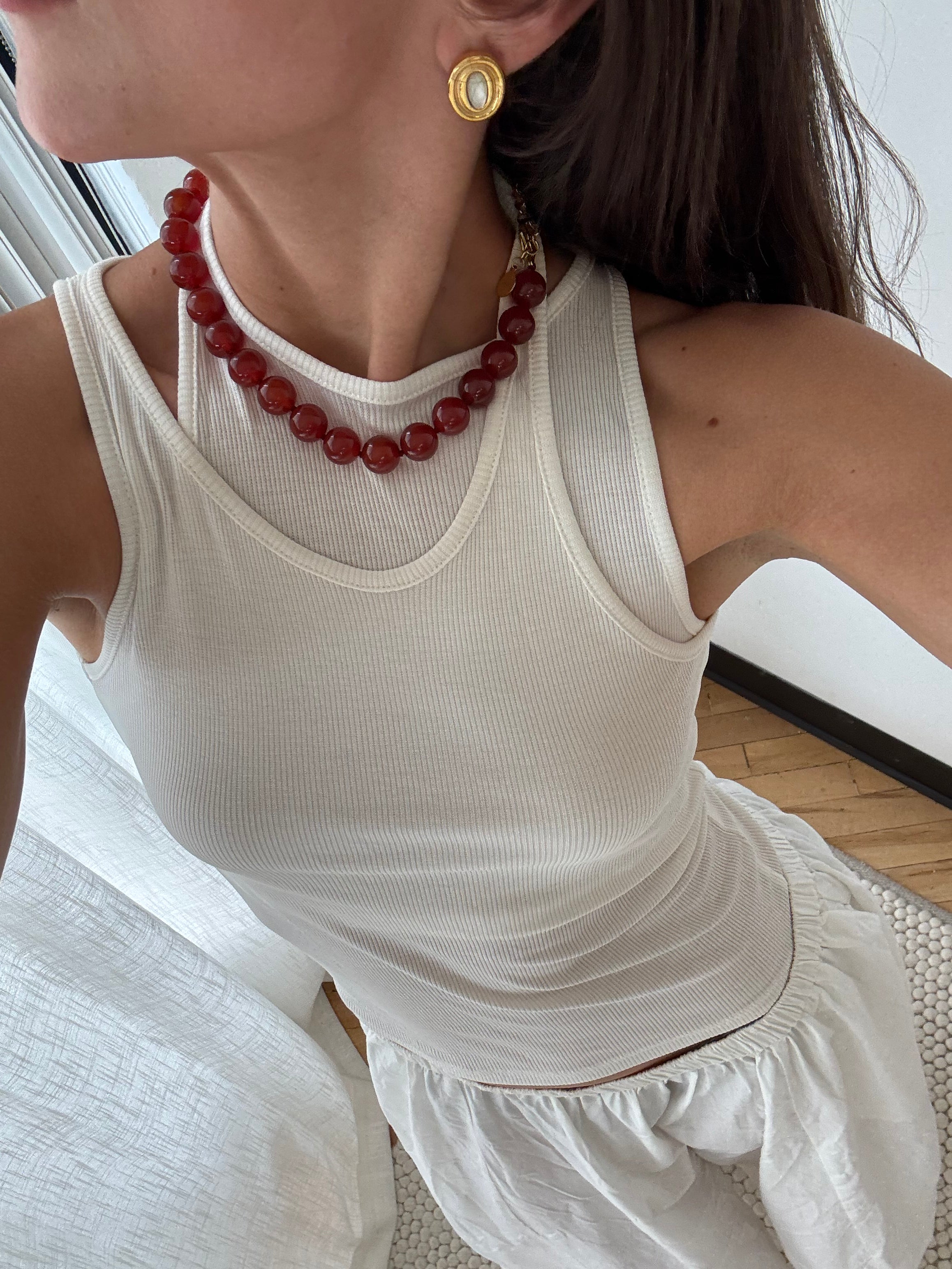 Mello Stone Necklace - Crimson