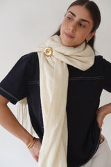 Cream Sweater Scarf