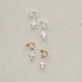 Pearl Cross Earrings - Minis