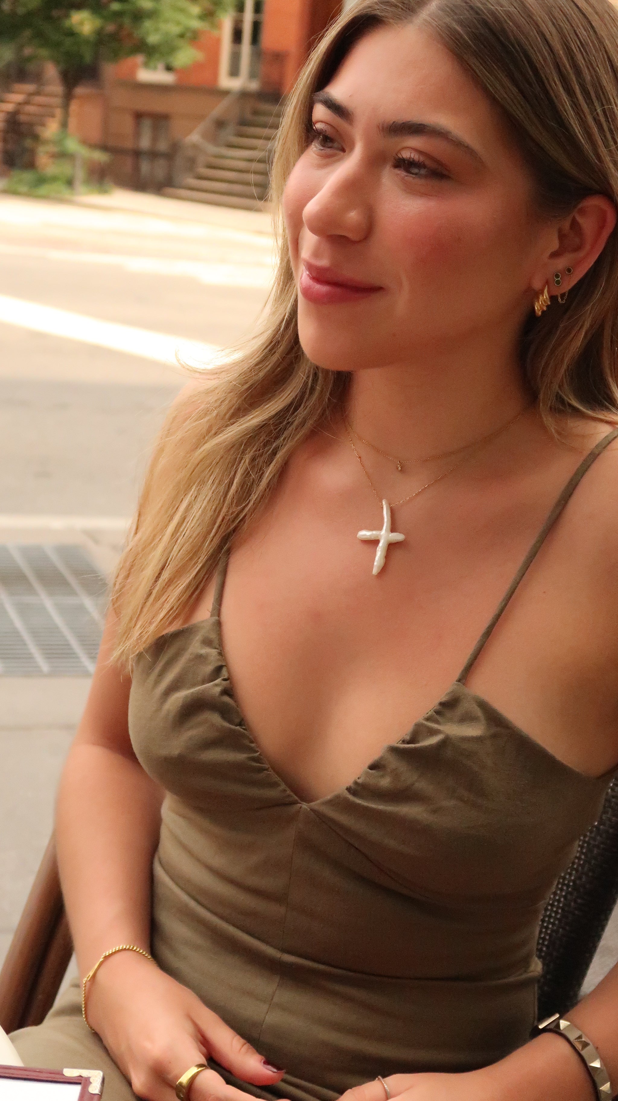 Pearl Cross Necklace - Imperfect Batch