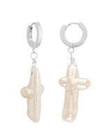 Pearl Cross Earrings