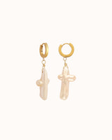Pearl Cross Earrings