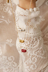 Bean Necklace White Silver