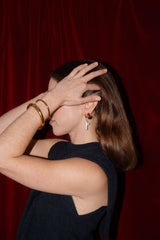 Pearl Cross Earrings - Huggie Hoop