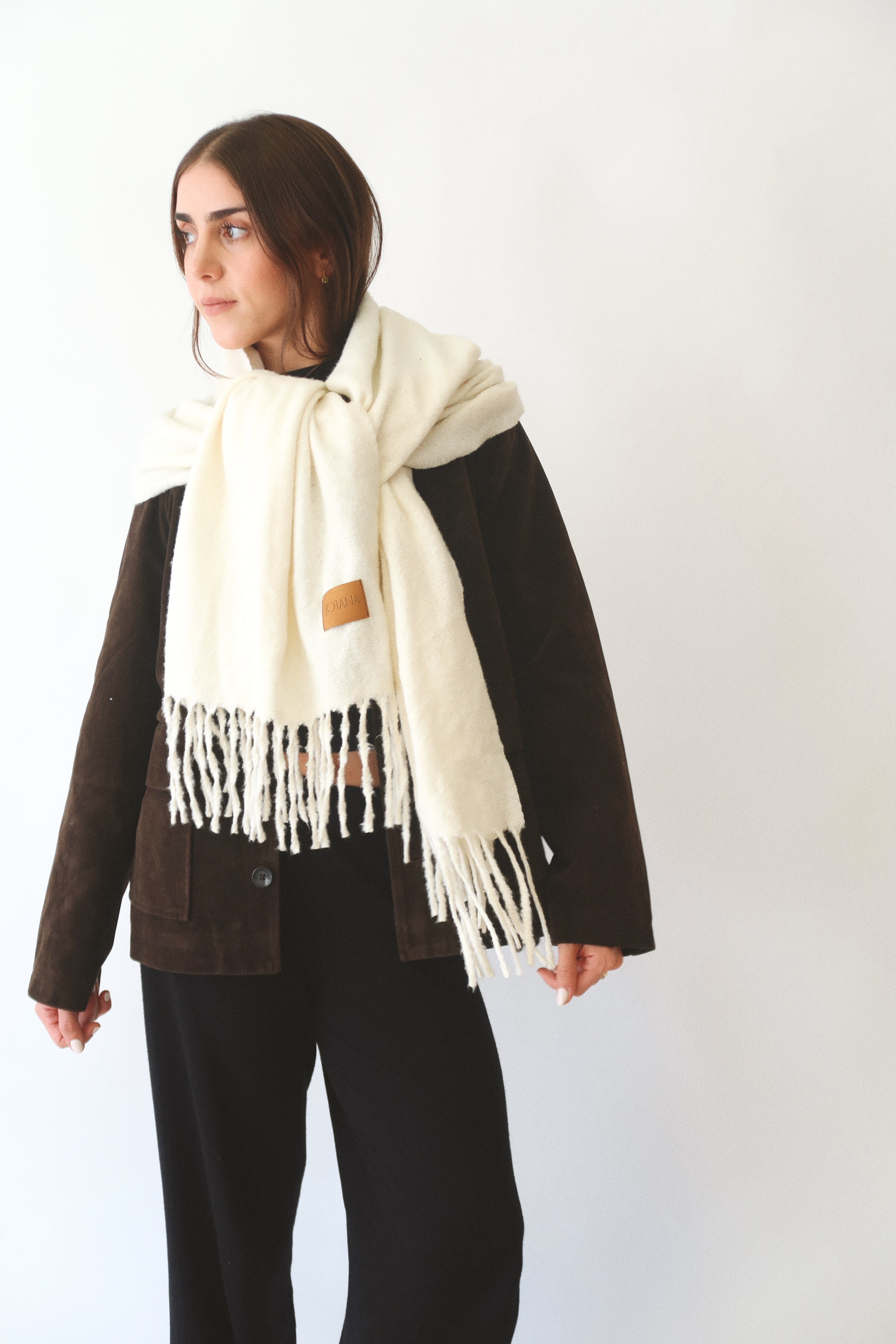 Cream Sweater Scarf