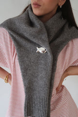 Fishie Brooch White Silver