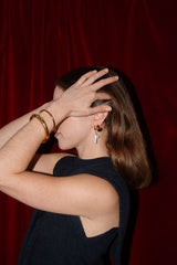 Pearl Cross Earrings - Huggie Hoop