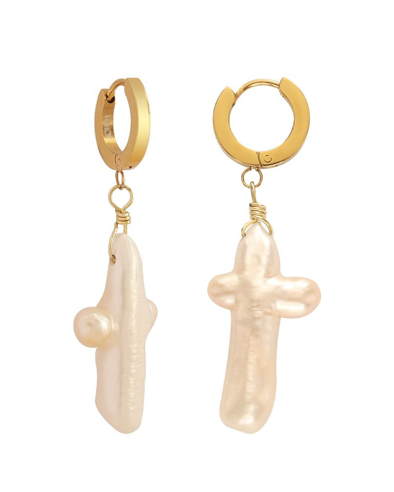 Pearl Cross Earrings