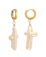 Pearl Cross Earrings